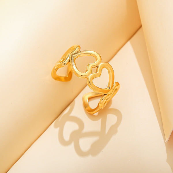 Anel Aço Inox Dourado Ajustável JZ1023