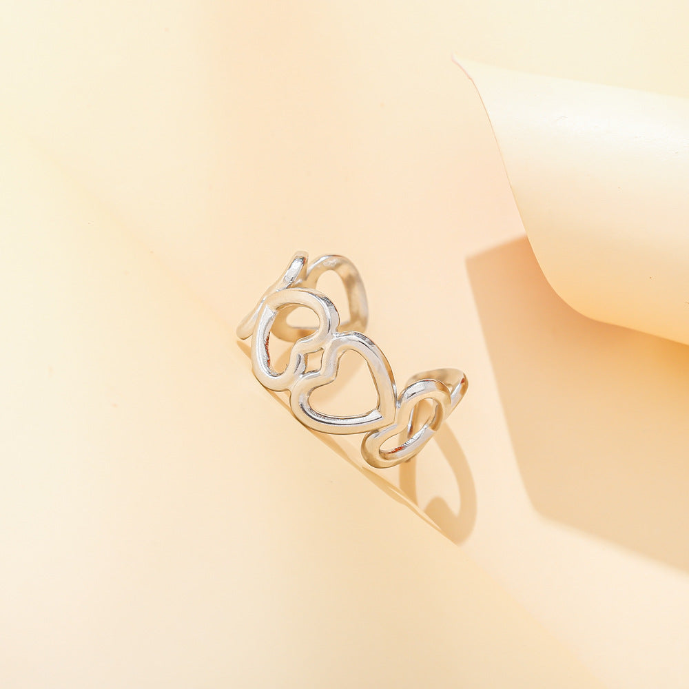 Anel Aço Inox Prateado Ajustável JZ1023