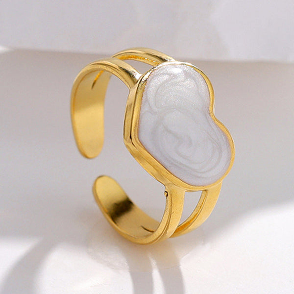 Anel Ajustável Coração JZ1210 - Aço Inox Dourado em Fundo Branco