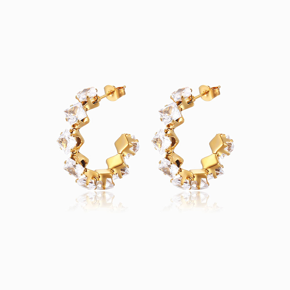 Brincos com Zircónia 30mm BR1043 - Aço Inox