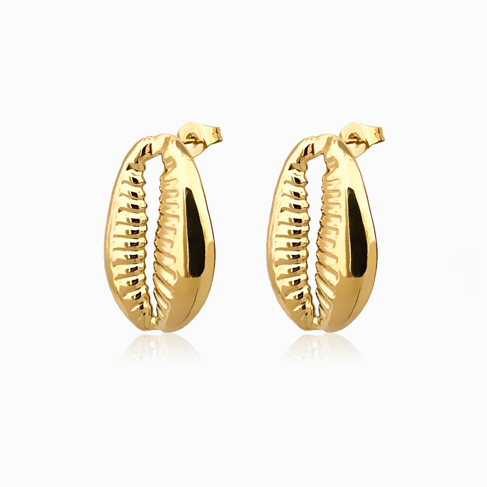 Brincos Búzio 25mm BR1200 - Aço Inox Dourado
