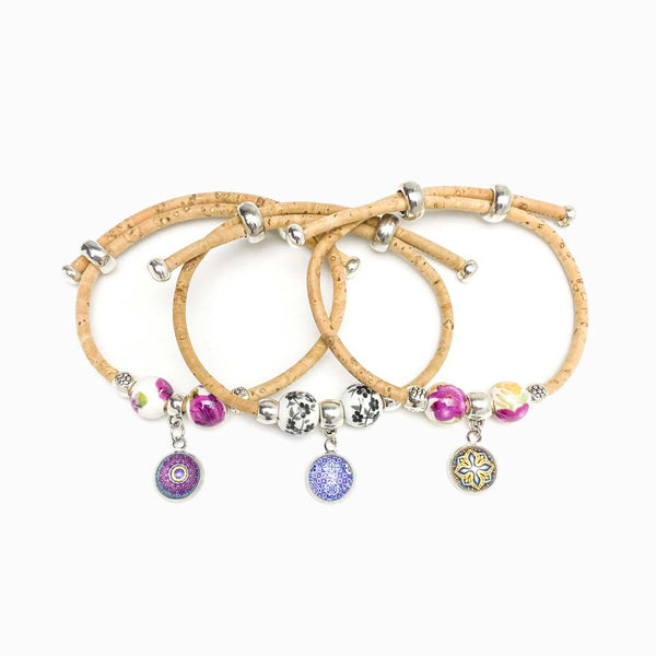 conjuntos pulseira de cortiça com mandala