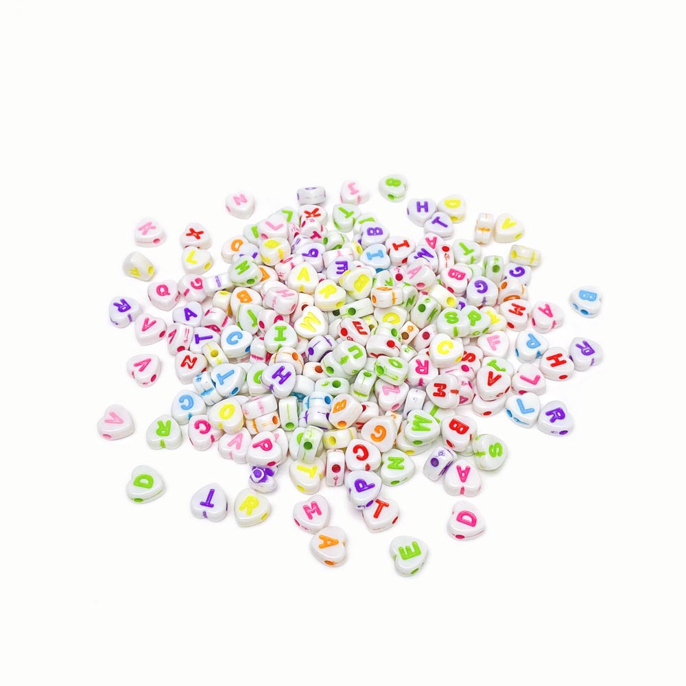 Miçangas de Letras Coração 7x4mm MS4017