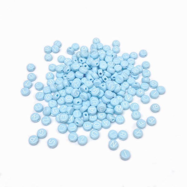 Miçangas de Letras 7x4mm Azul Bebé MS4011