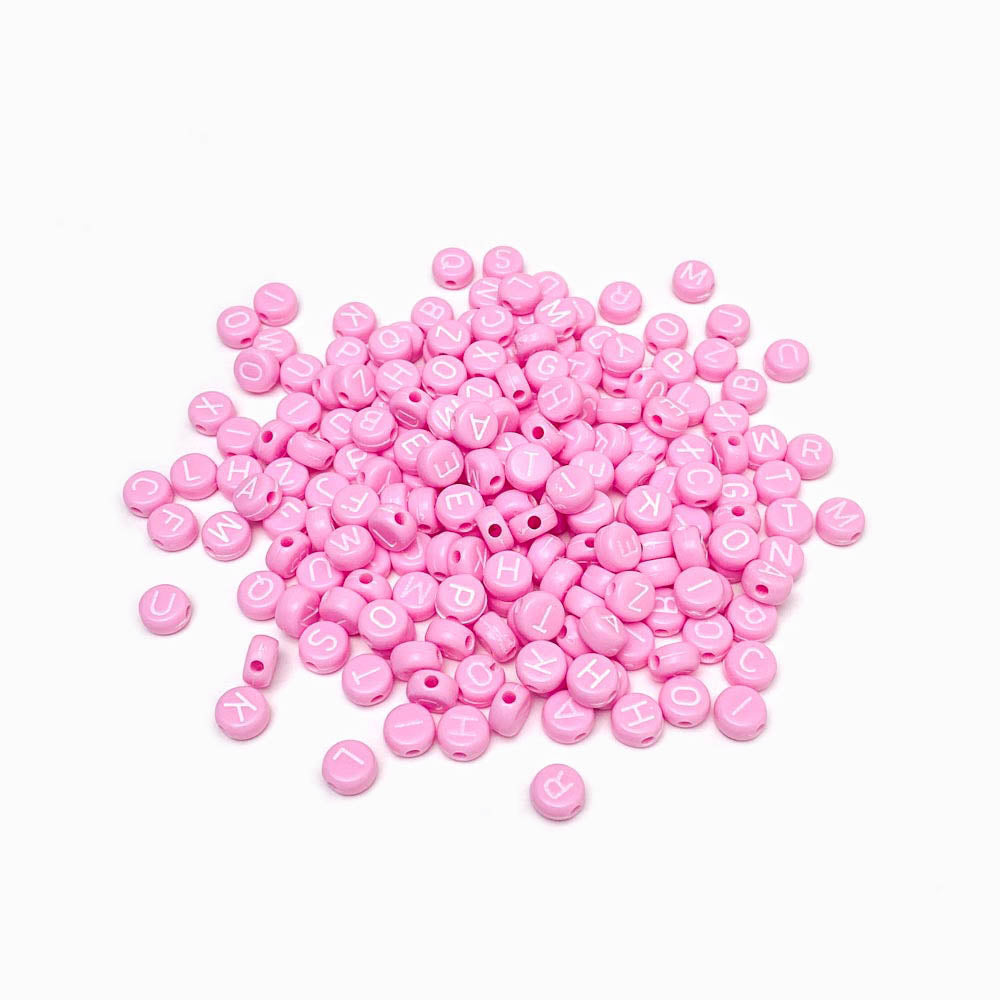 Miçangas de Letras 7x4mm Rosa MS4010