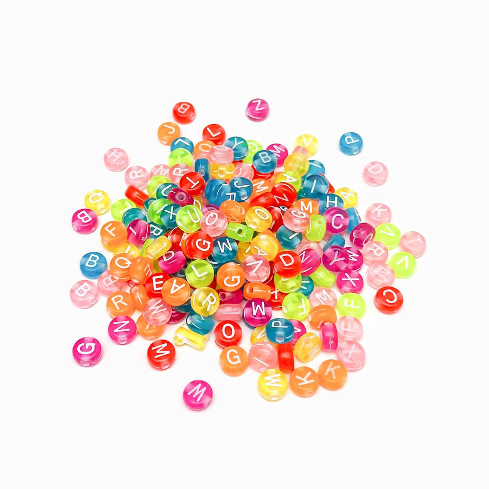 Miçangas de Letras Coloridas 7x4mm MS4012