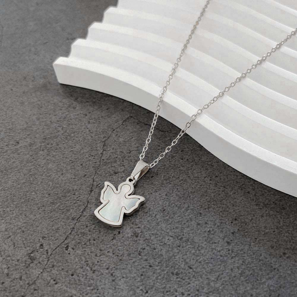 Colar Anjo CL1071 - Aço Inox Prateado com Madrepérola