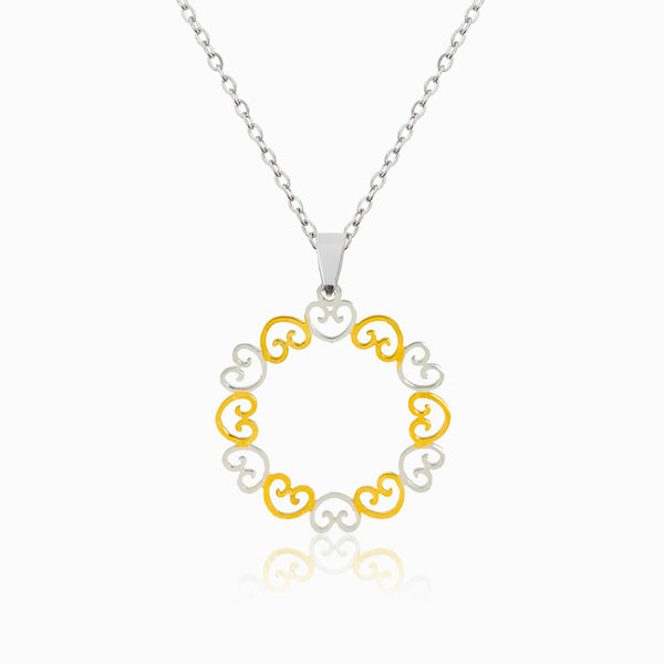 Colar Corações CL1154 - Aço Inox em Fundo Branco