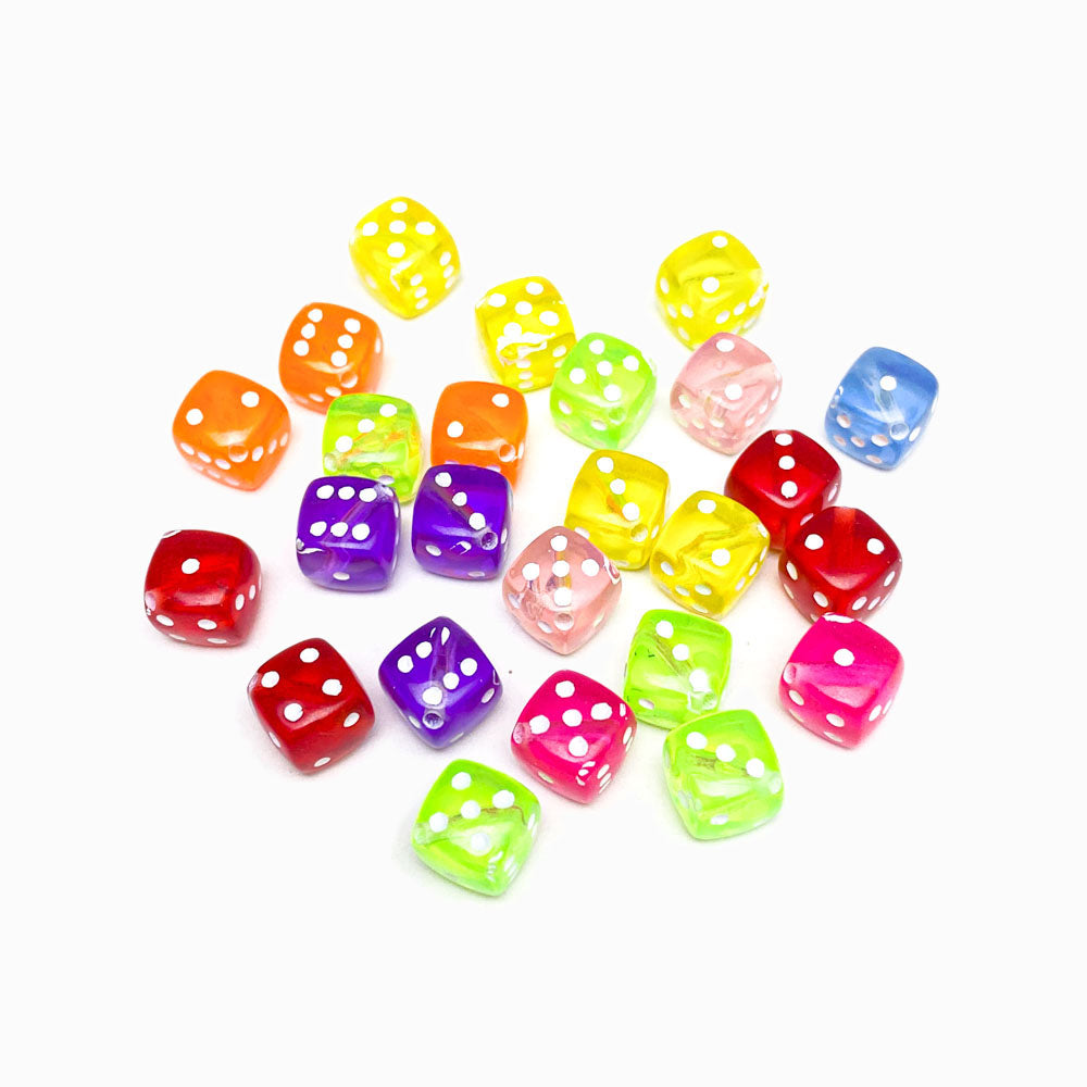 Pack 50un Dados Acrílicos Coloridos 8mm