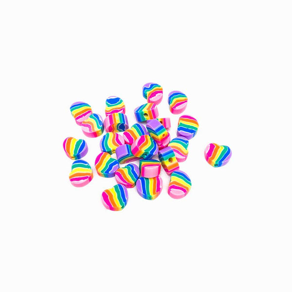 Contas de Fimo Design Coração Arco-íris