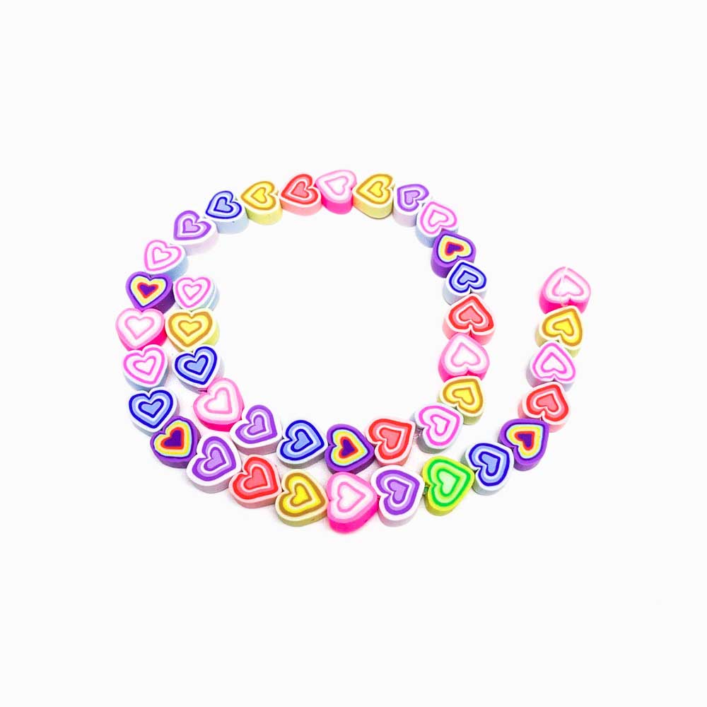 Contas de Fimo Design Coração Colorido
