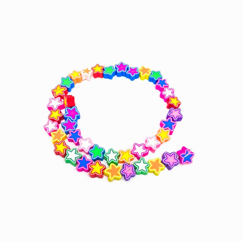 Entremeio de fimo design estrela colorida