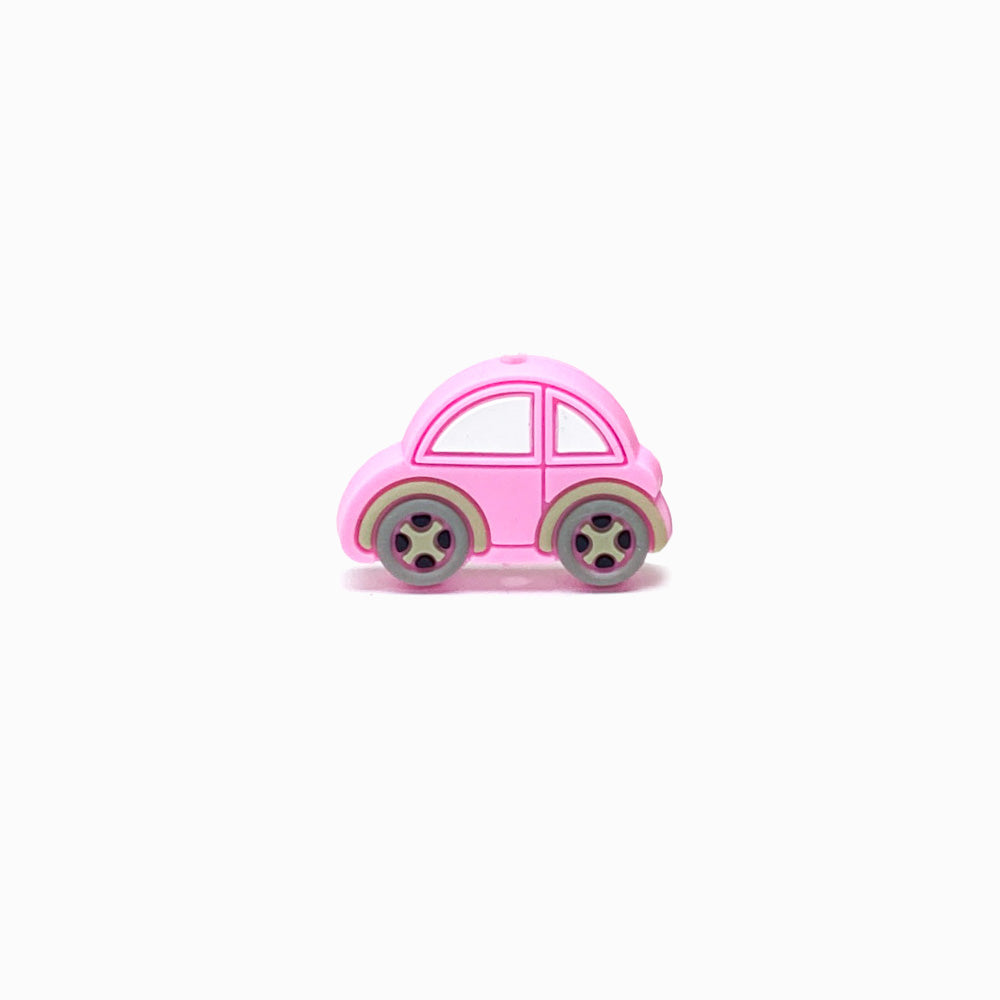 Contas de Silicone Carro Rosa 30x21mm