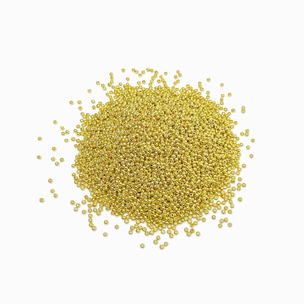 Pack 20g Miçanga de Vidro Equilibrada 2mm Dourado