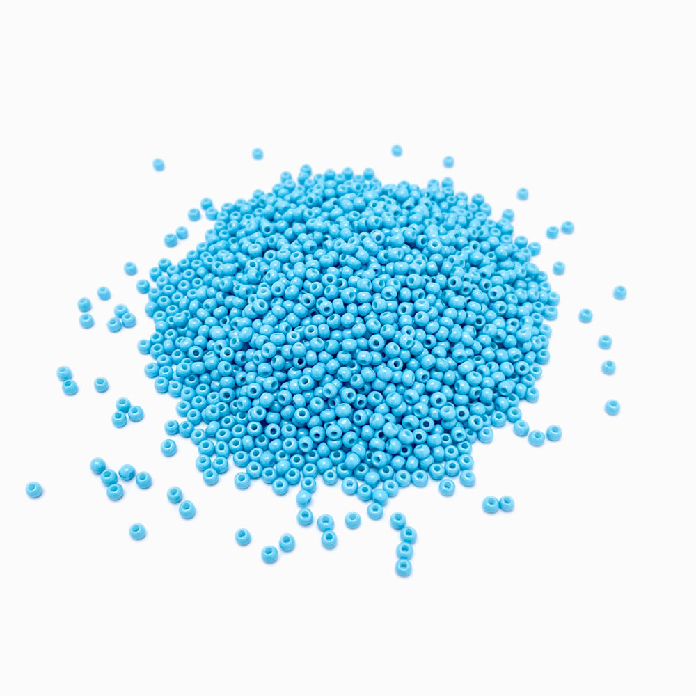 Pack 20g Miçanga de Vidro Equilibrada 2mm Azul Bebé