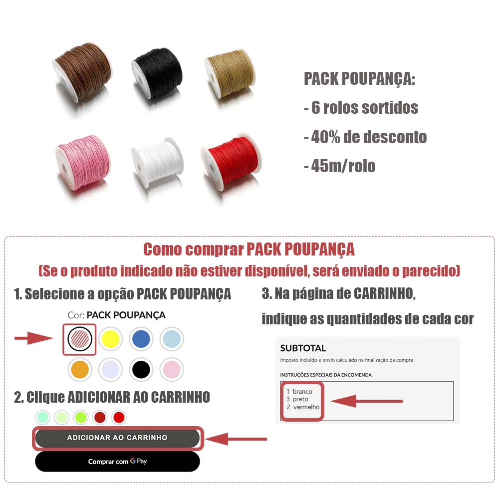 Pack Poupança Fio Torcido Encerado 1mm
