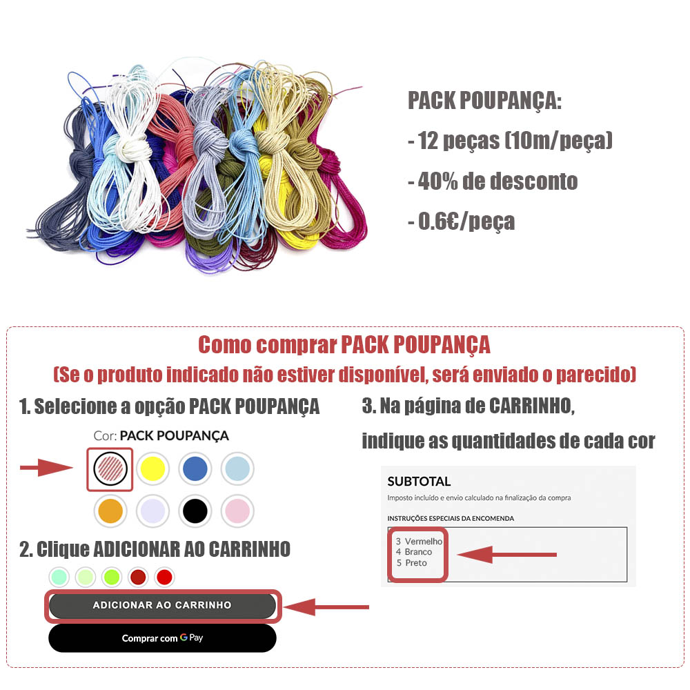 Pack Poupança Fio Torcido Encerado 1mm