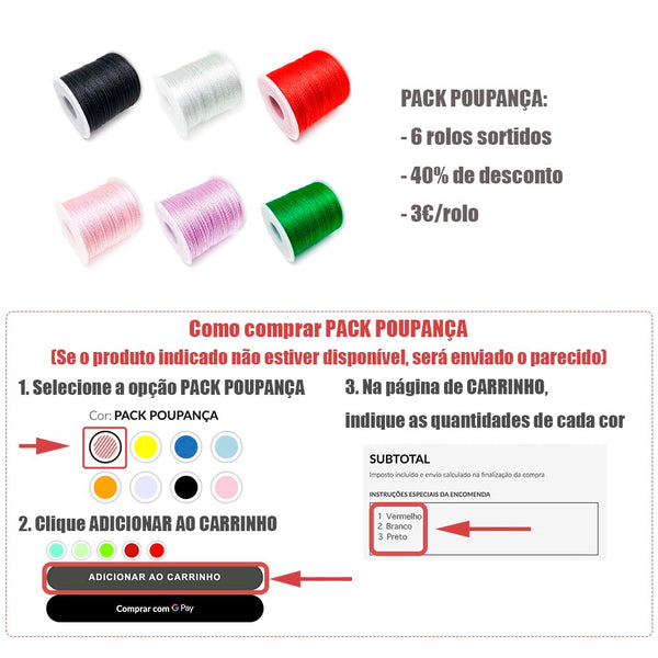 Pack Poupança de 6 Rolos de Fio para Pulseira