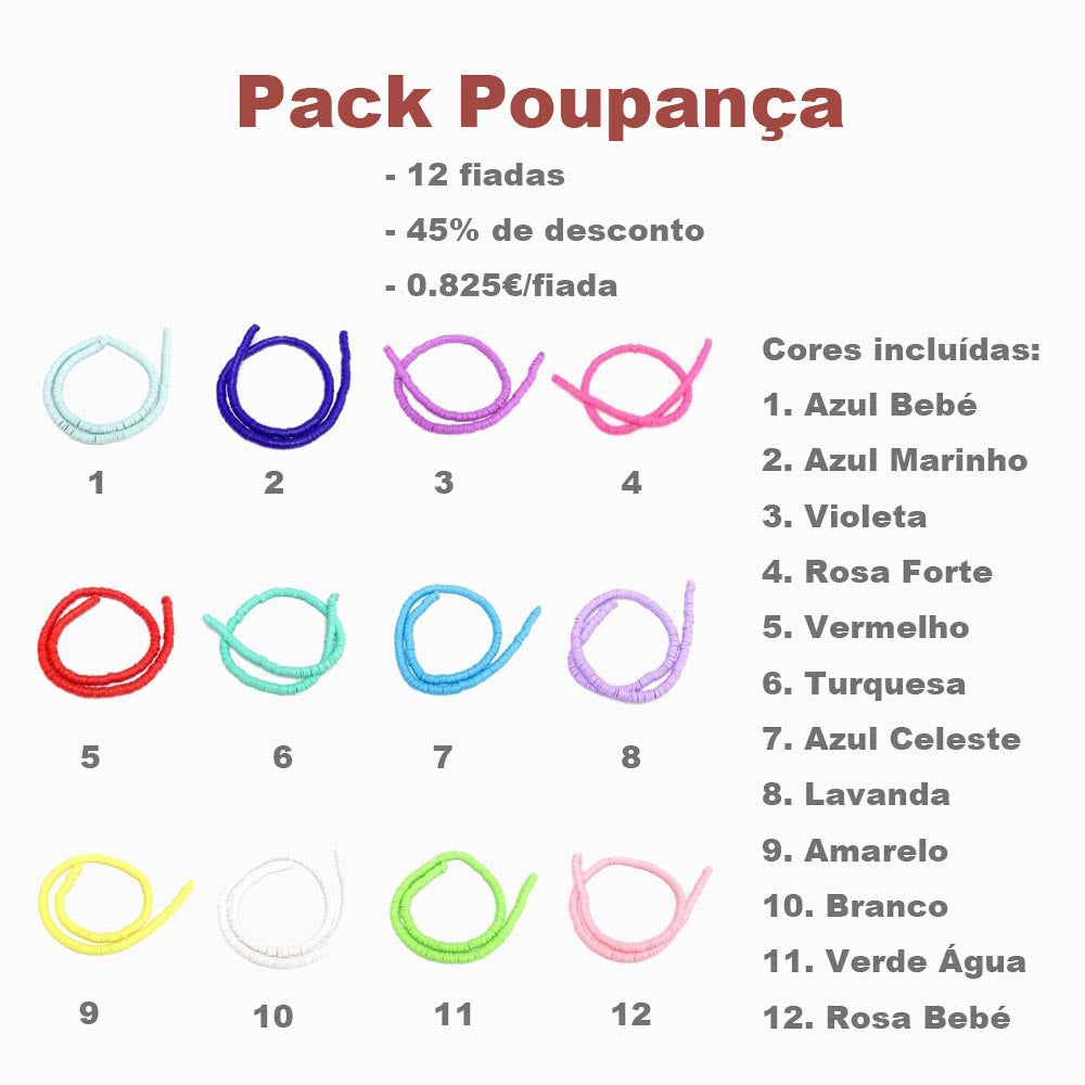 Pack poupança 12 fiadas de discos de borracha 6mm