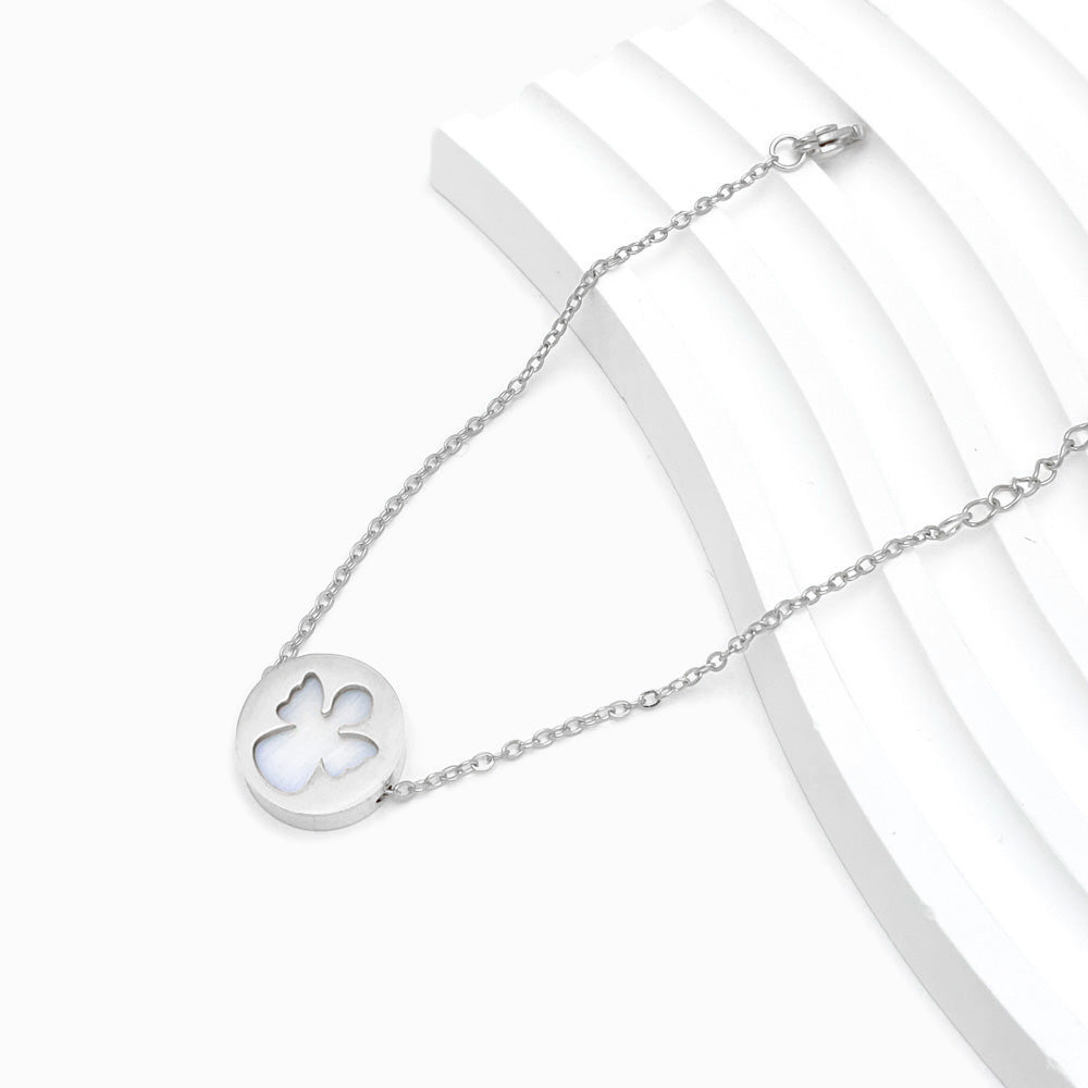 Pulseira Anjo SL2004 - Aço Inox Prateado com Madrepérola