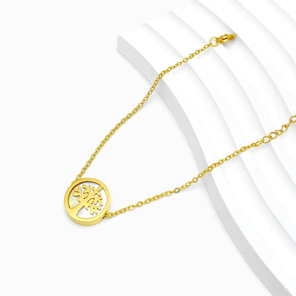 Pulseira Árvore da Vida SL2001 - Aço Inox Dourado com Madrepérola
