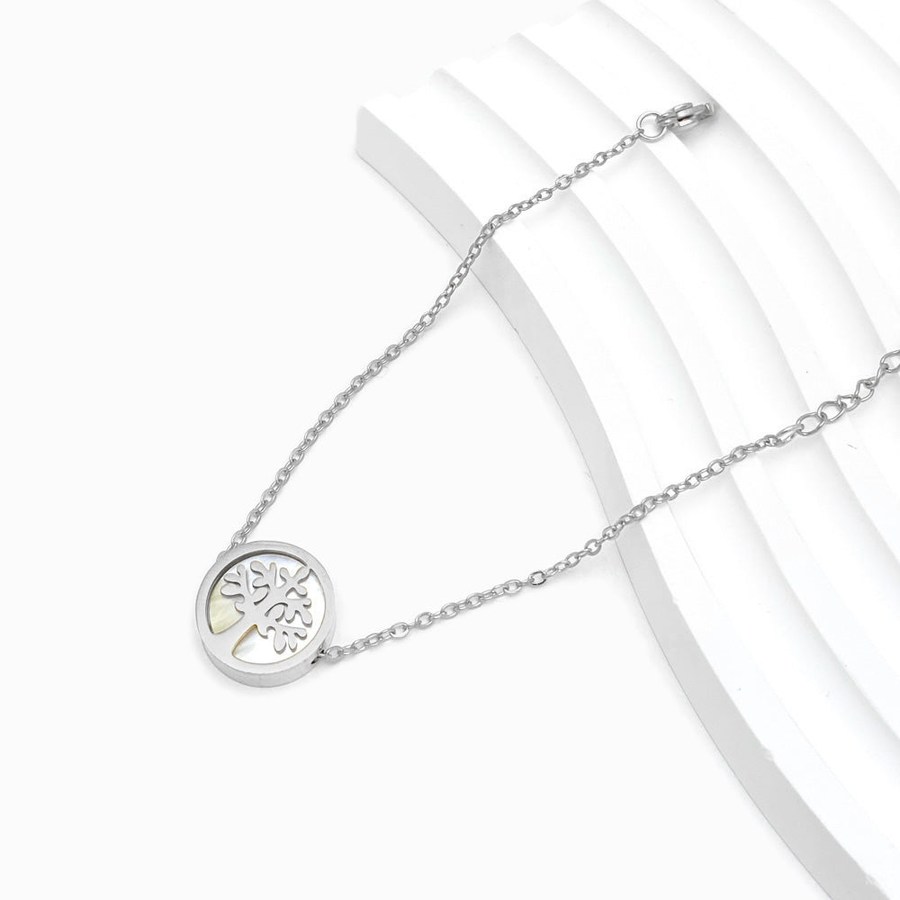 Pulseira Árvore da Vida SL2001 - Aço Inox Prateado com Madrepérola
