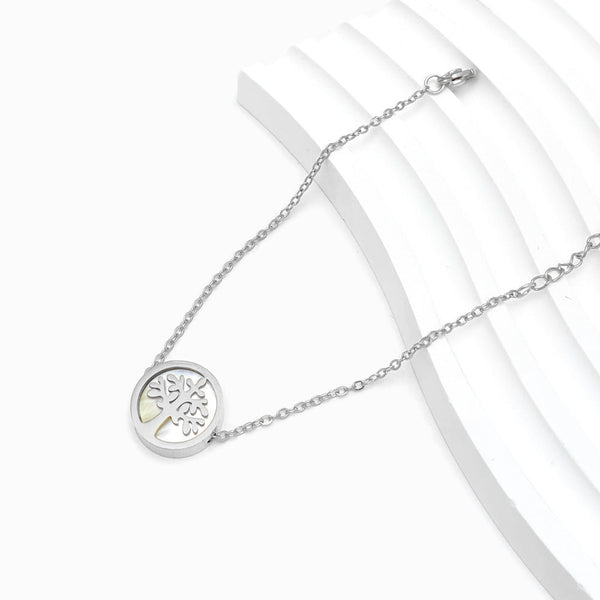 Pulseira Árvore da Vida SL2001 - Aço Inox Prateado com Madrepérola