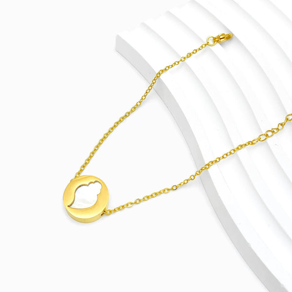 Pulseira Coração de Viana SL2006 - Aço Inox Dourado com Madrepérola