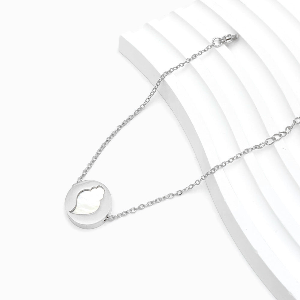 Pulseira Coração de Viana SL2006 - Aço Inox Prateado com Madrepérola