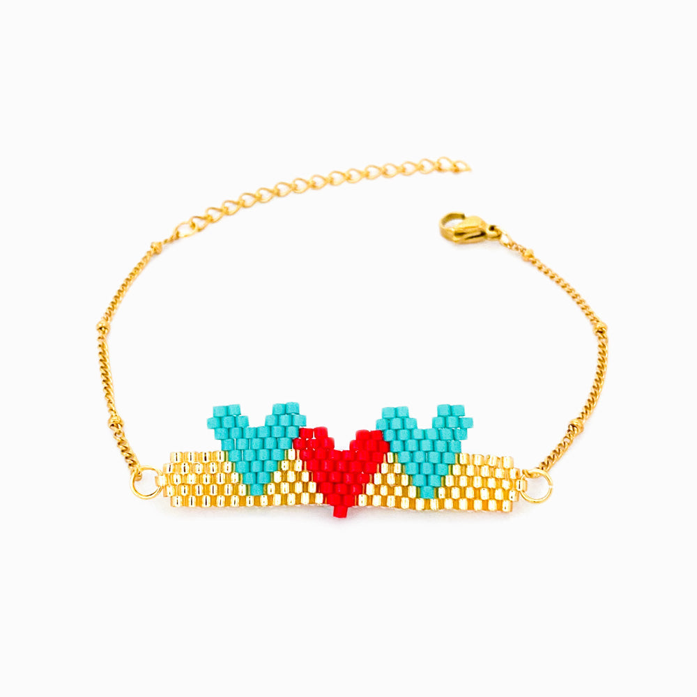 Pulseira Corações Miyuki SL2080 - Aço Inox