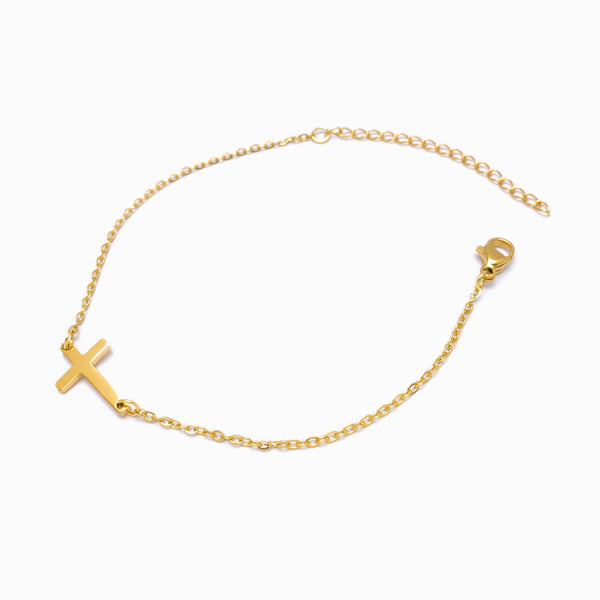 Pulseira Cruz SL2048 - Aço Inox Dourado