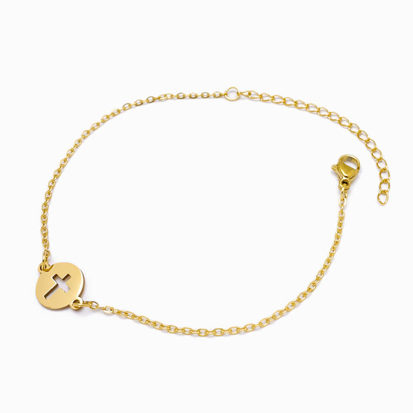 Pulseira Cruz SL2058 - Aço Inox Dourado