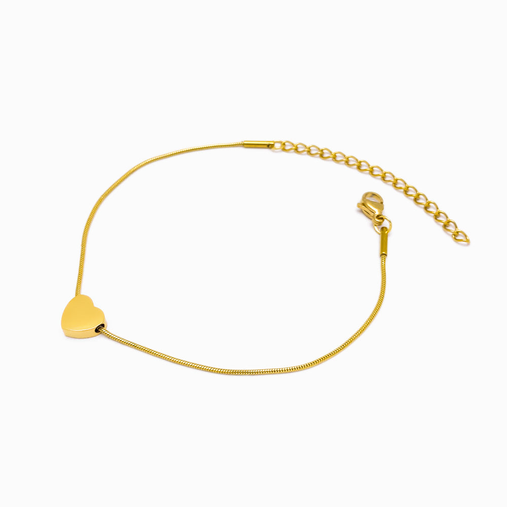Pulseira Malha Snake com Coração SL2100 - Aço Inox Dourado