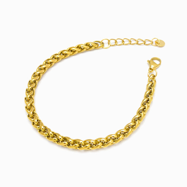 Pulseira Elo Entrelaçado 5mm SL3020 - Aço Inox Dourado