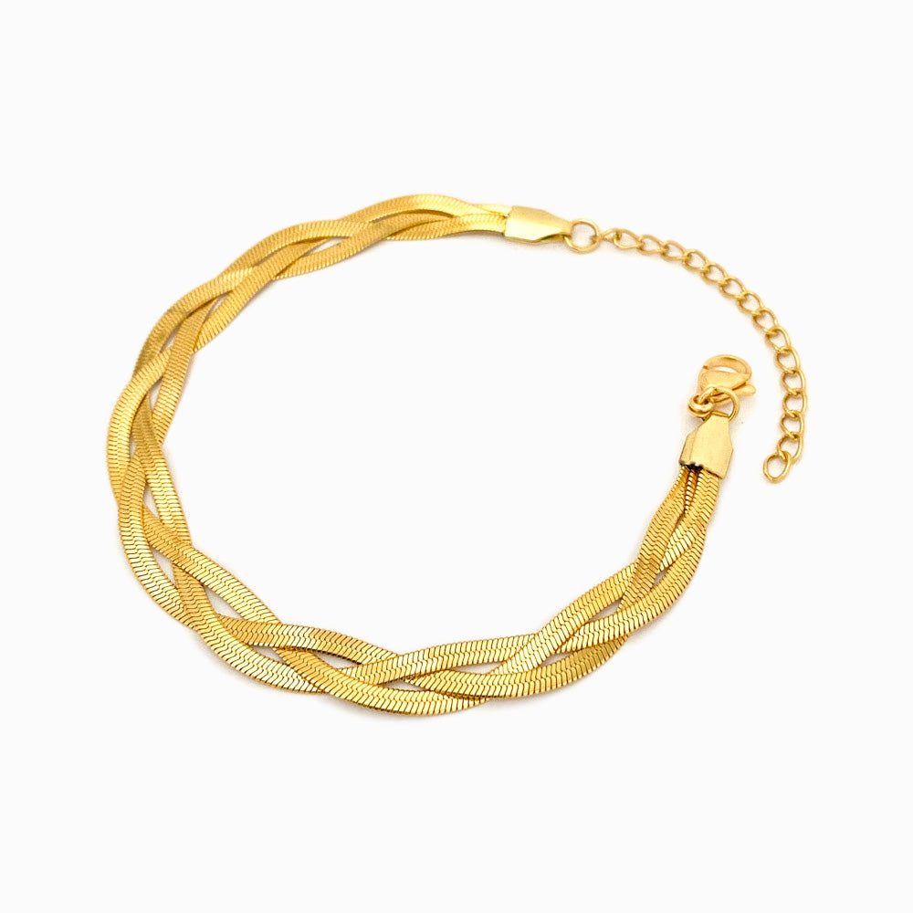 Pulseira Tripla Snake SL3068 - Aço Inox Dourado