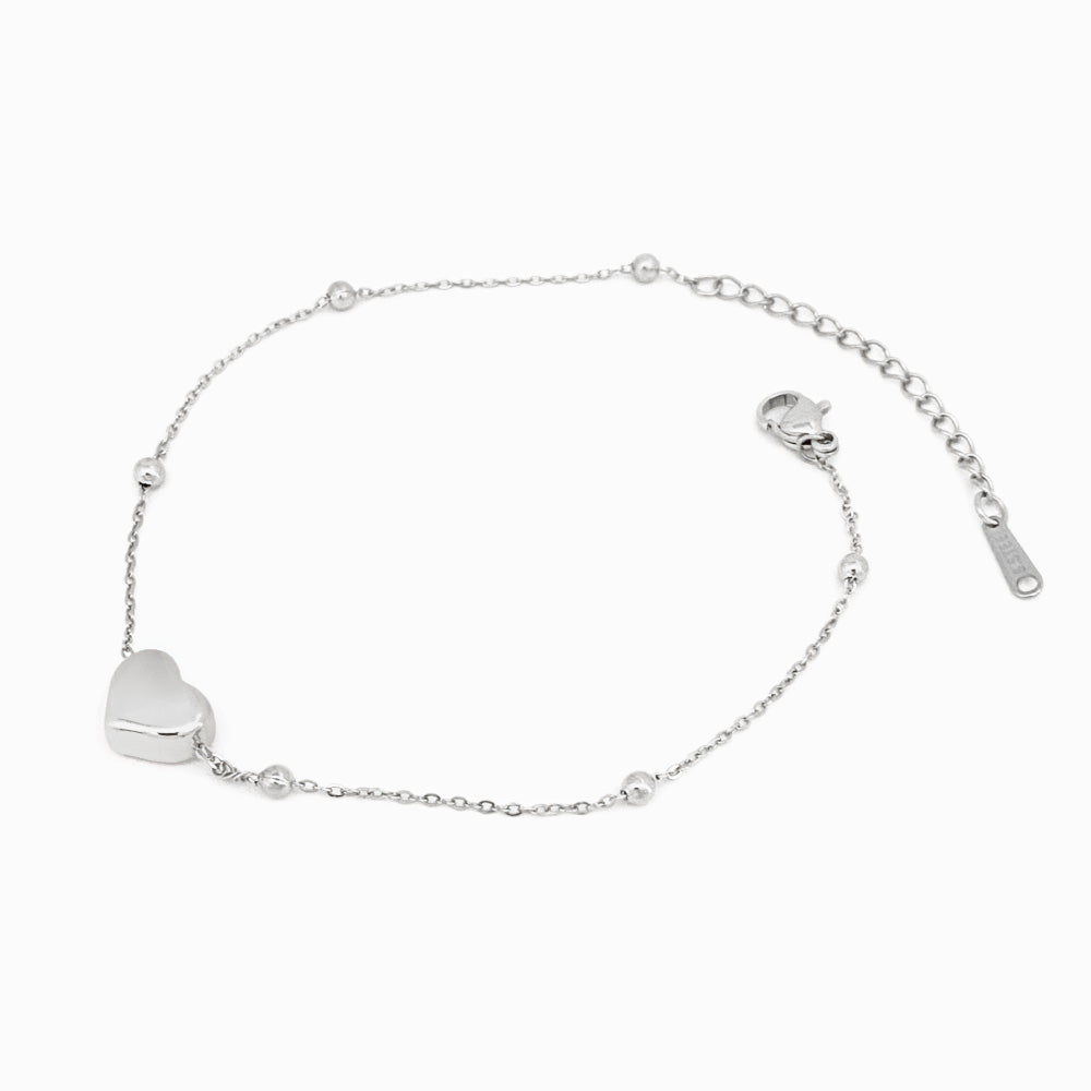 Pulseira de Pé Coração SL1082 - Aço Inox Prateado