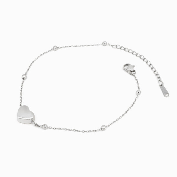 Pulseira de Pé Coração SL1082 - Aço Inox Prateado