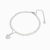 Pulseira Dupla de Pé Coração SL3014 - Aço Inox Prateado com Pérola