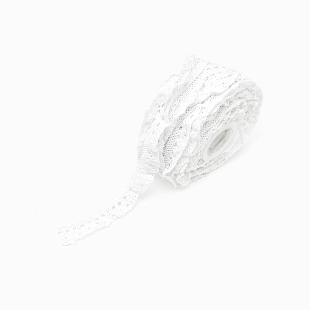 Renda de Algodão Elástica Branca 15mm