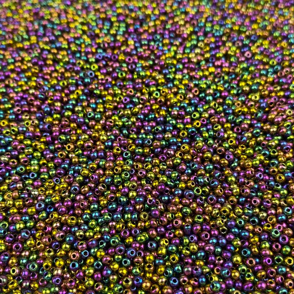 Pack 20g Miçanga de Vidro Equilibrada 2mm Arco-íris