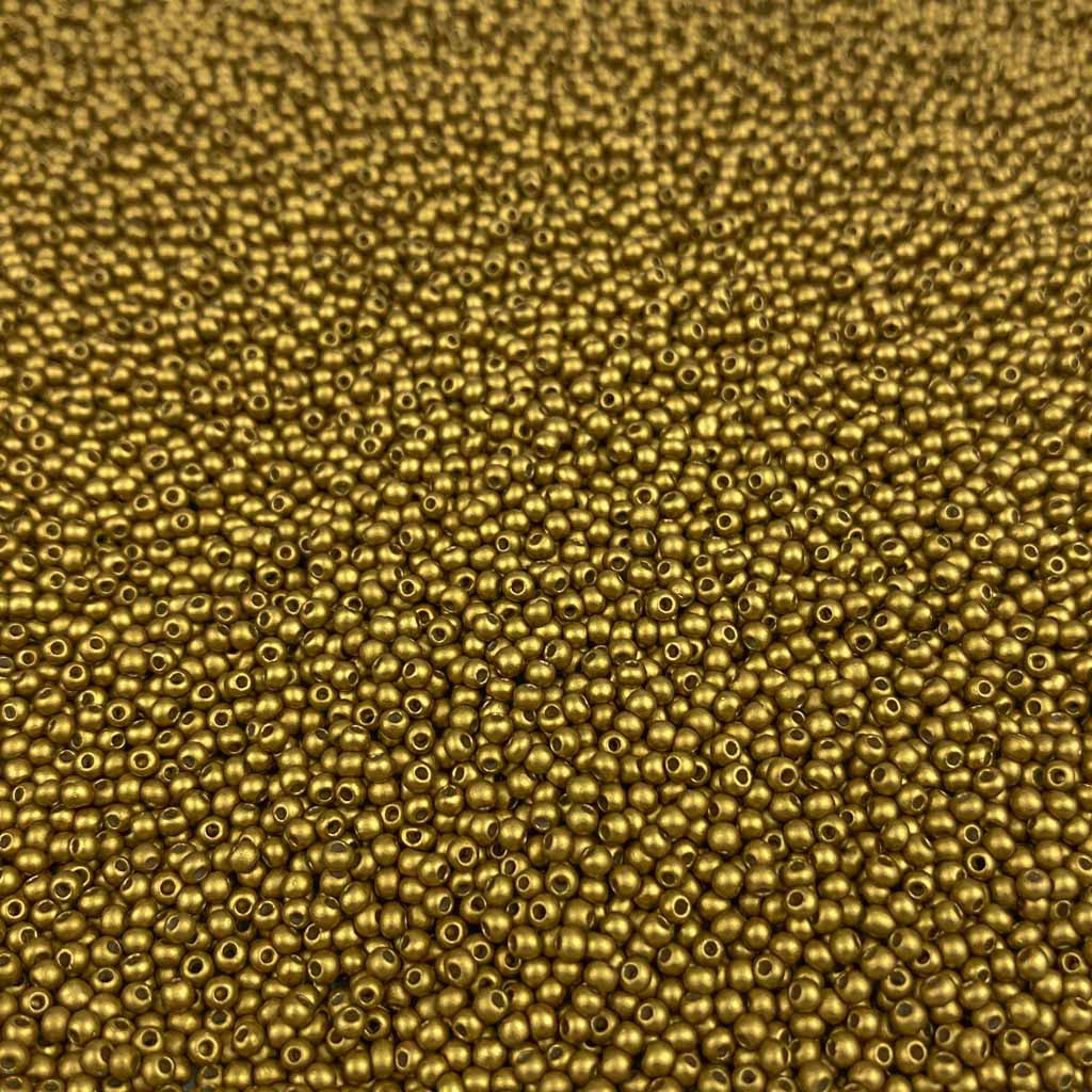 Pack 20g Miçanga de Vidro Equilibrada 2mm Ouro Escuro
