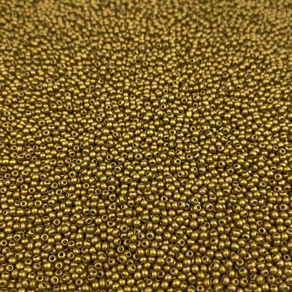 Pack 20g Miçanga de Vidro Equilibrada 2mm Ouro Escuro