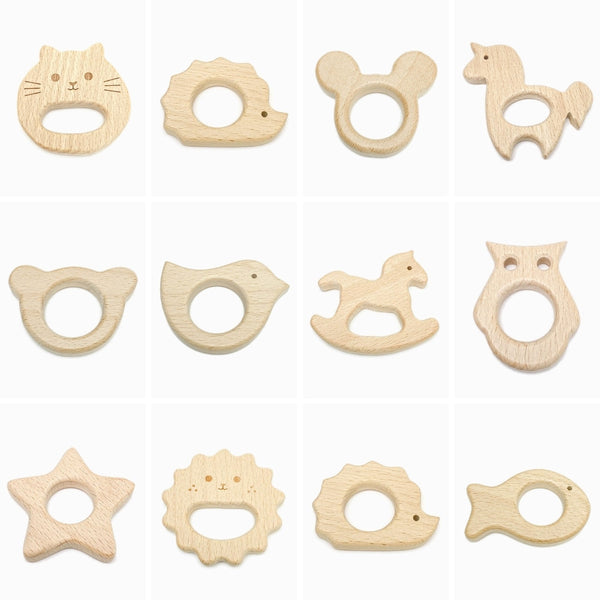 conjuntos 12 mordedores de madeira de faia