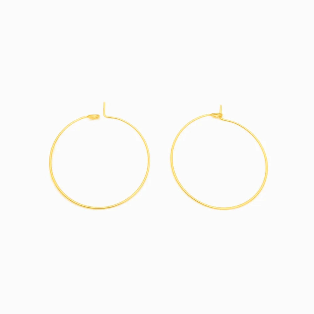 1 par de base para brincos argola em aço inox dourado 30mm