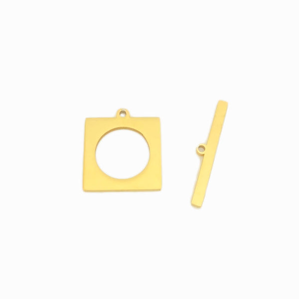 Fecho T Quadrado 20mm - Aço Inox Dourado