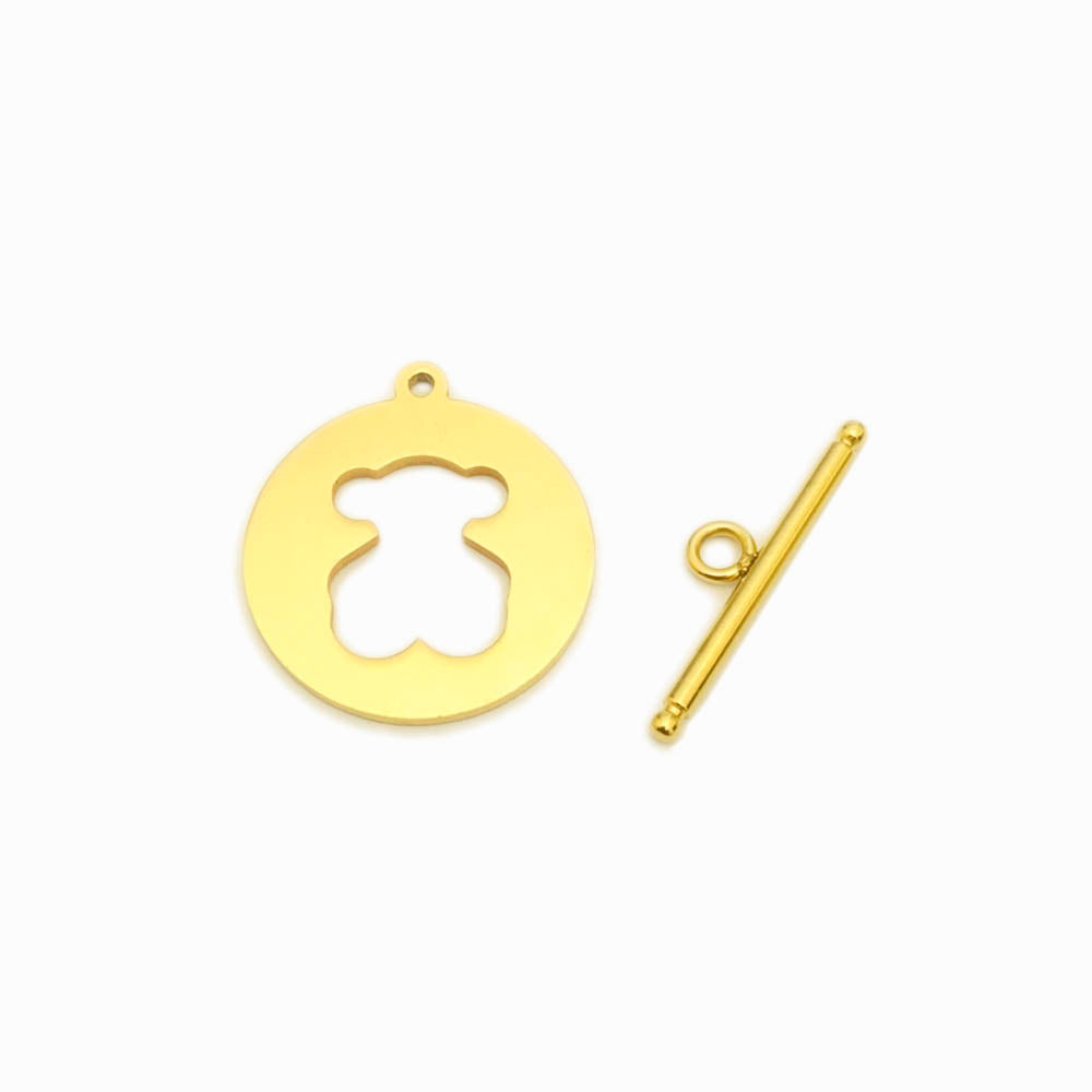 Fecho T Urso 22mm - Aço Inox Dourado