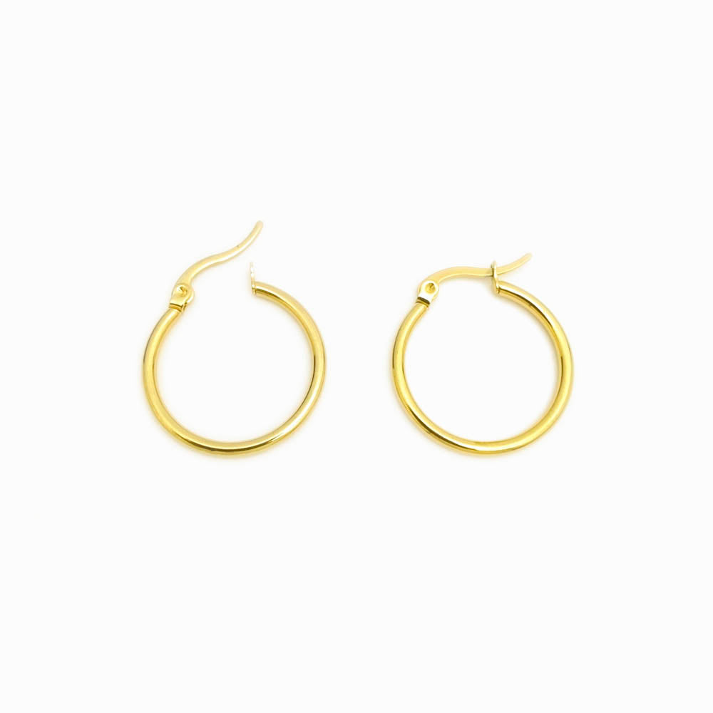 Brinco argola aço inox dourado 24mm