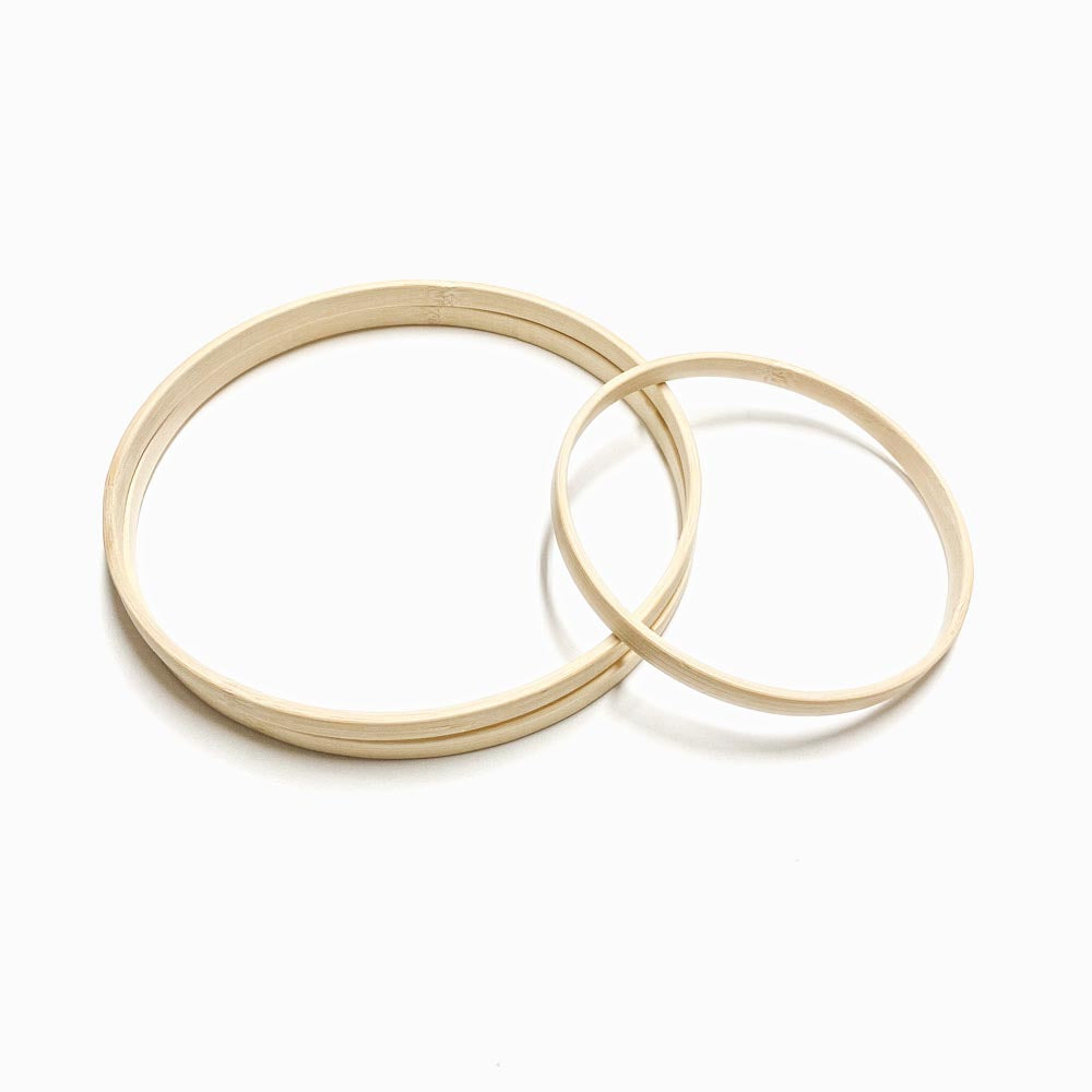 3 aros de bambu de cor creme