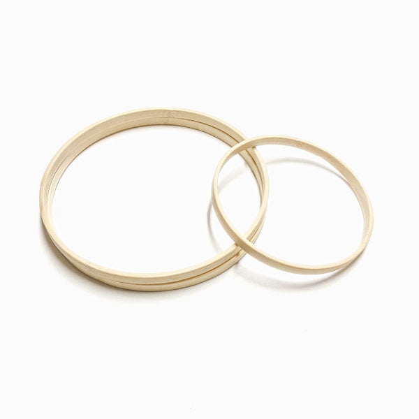 3 aros de bambu de cor creme