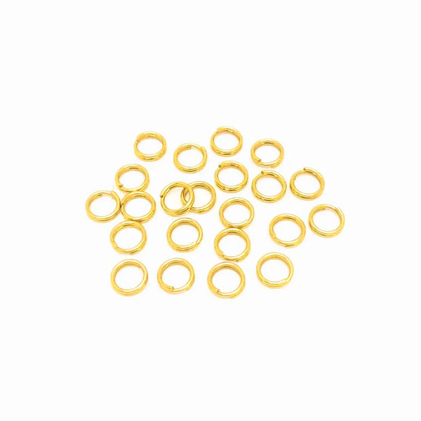 Pack 15 Argola Dupla 6mm - Aço Inox Dourado